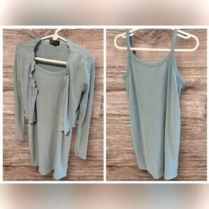 Girl's Ribbed Dress and Cardigan Set